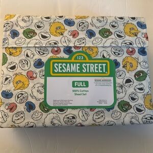 New Sesame Street 4 Piece 100% Cotton Full Size Sheet Set Multi-color Print
